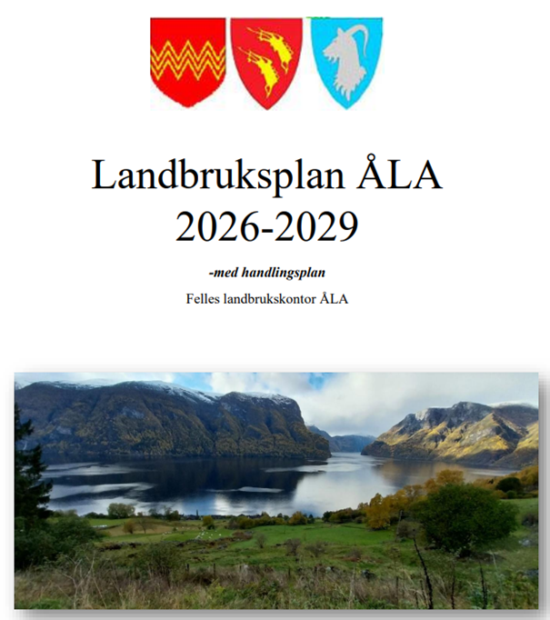 Skjermdump av framsida av utkast til Landbruksplan 2026-2029 - Klikk for stort bilete