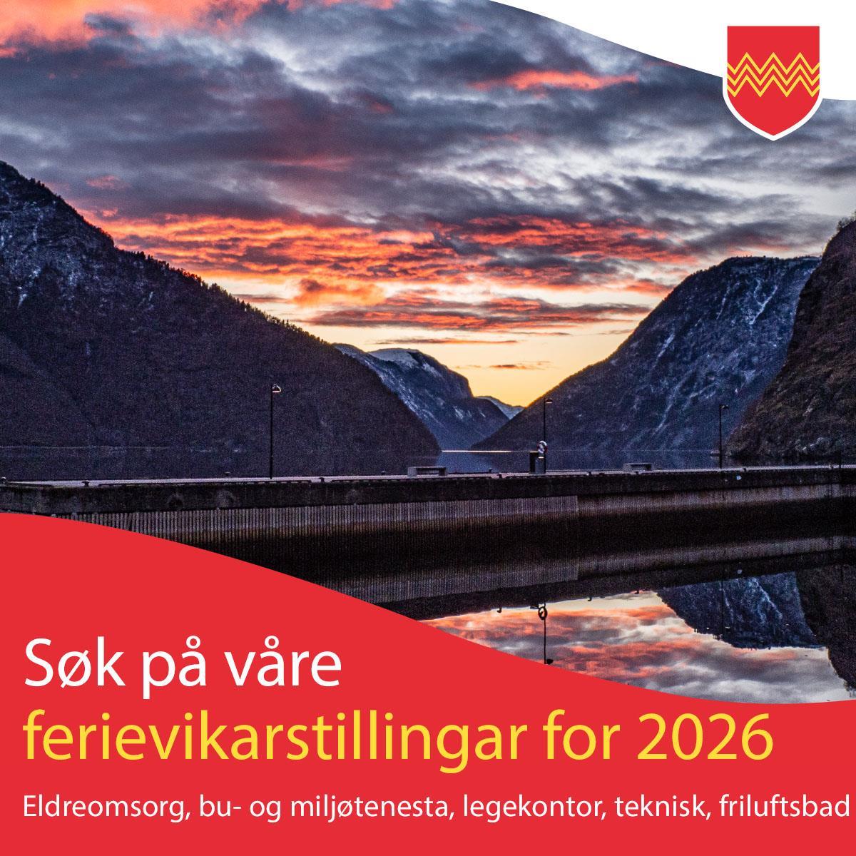 banner om ledige ferievikarstillingar sommaren 2026 - Klikk for stort bilete